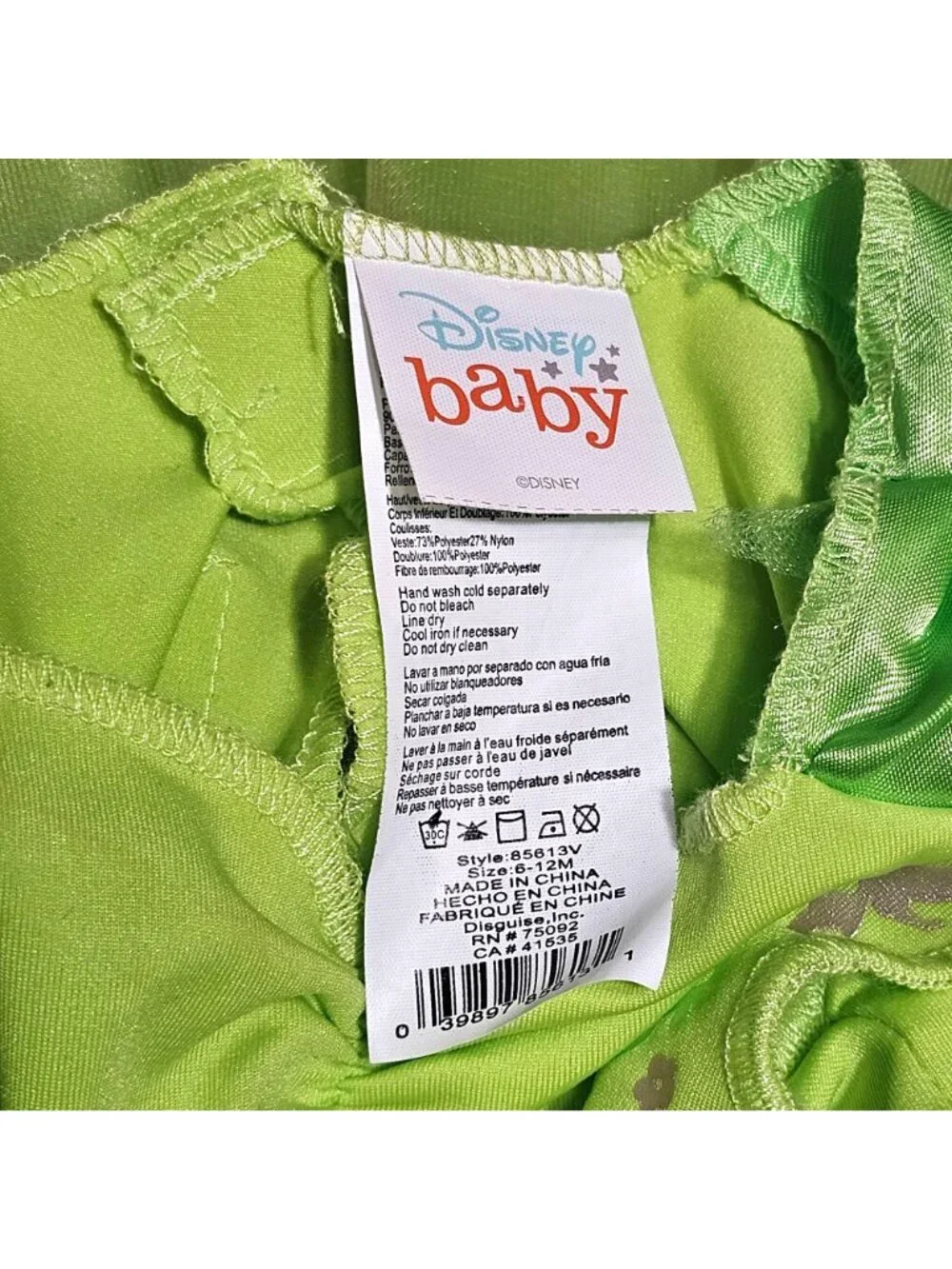 Disney Baby Tinkerbell Costume with Wings Fairy Dress Halloween Green Pink 6-12M